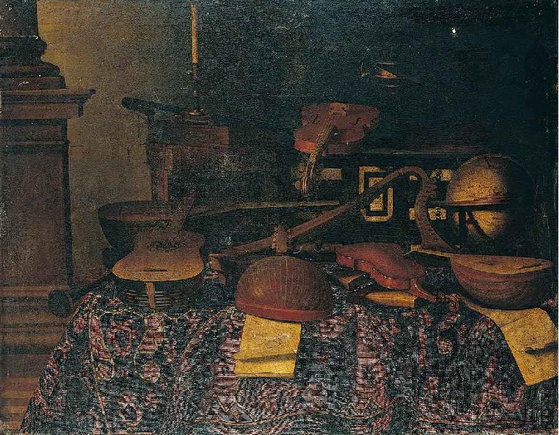  A still life of musical instruments with lutes